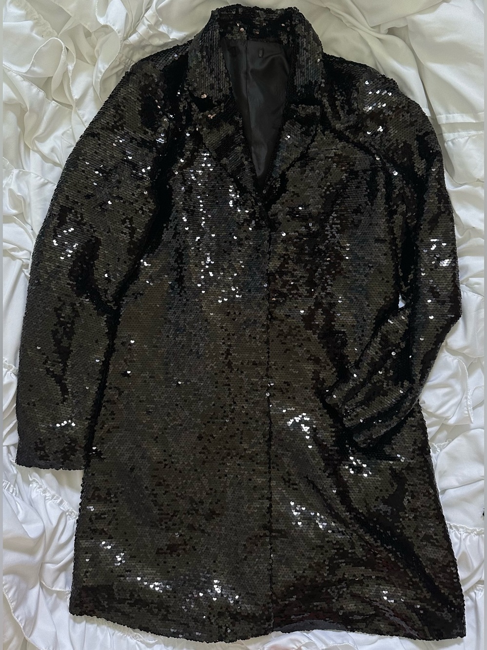 VENUS Black Sparkly Sequin Jacket With Tie Belt Women’s Size Small